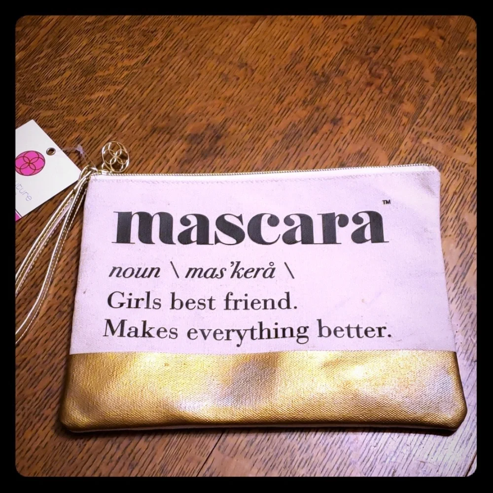 NWT Makeup Clutch, Canvas & Gold